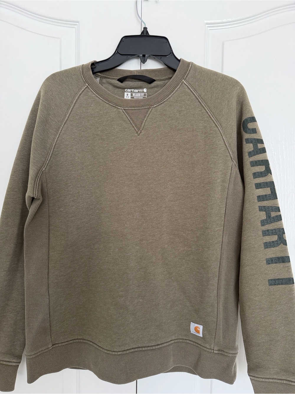 Carhartt Olive Green Crewneck Sweatshirt with Sleeve Logo